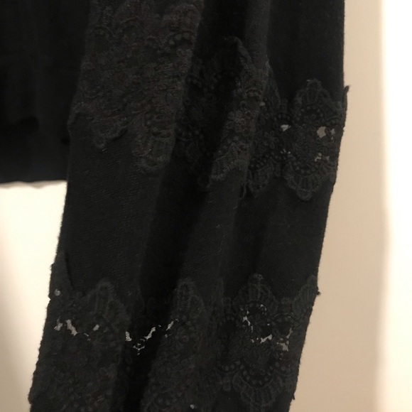 The Kooples- BLACK SWEATSHIRT WITH LACE STRIPS, Size xl - Picture 3 of 5